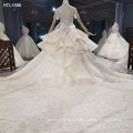 Jancember HTL1598 Turkey High Neck Beading Crystal Gown Wedding Dress